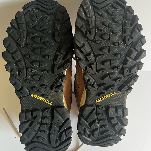 Merrell Oakcreek Mid Hiking Tan Black Outdoor Boots Waterproof Leather Women 9W - Picture 5 of 7